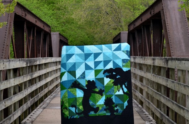 silhouette quilt, quilt along, Calvin and Hobbes, HST Layout, Big Block Quilt